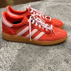 Adidas Scarlet Suede Trainers with White Accents